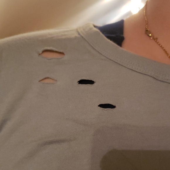 Slate Blue/Gray Distressed T-Shirt - Picture 2 of 3